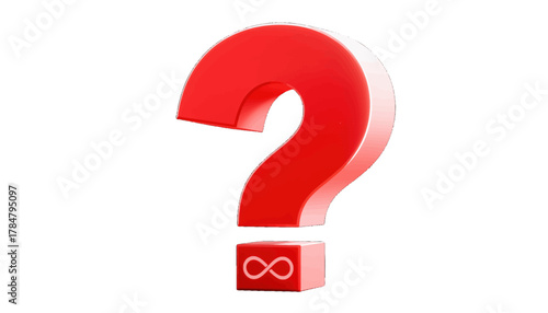 Red Question Mark with Infinity Symbol Below Isolated Object