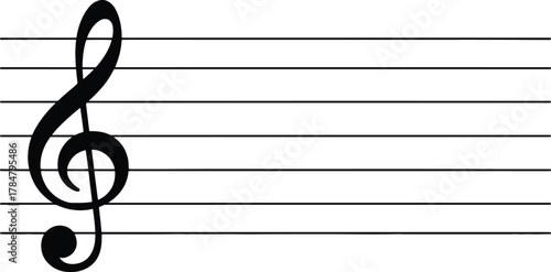 Treble clef on staff lines for musical notation background