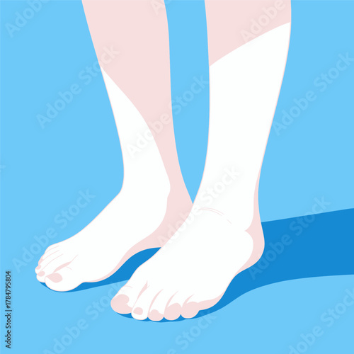 Bare Feet Standing on Blue Surface Illustration