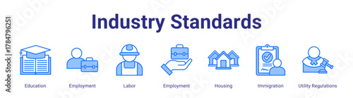 Industry Standards web icon vector illustration concept with icon of Education,Employment,Labor,Employment,Housing,Immigration,Utility Regulations