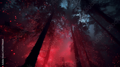 Dark Fantasy Forest with Cinematic Red Glow