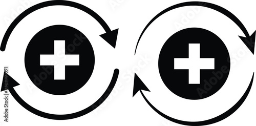 Health recovery icon. Medical recovery and improvement symbols. Wellness and care signs. Health restoration graphic design