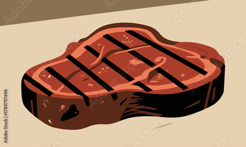 Grilled Steak with Char Marks Isolated Object
