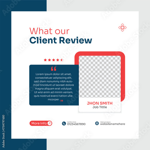 Elegant customer opinion square layout for agency, brand, and product satisfaction.