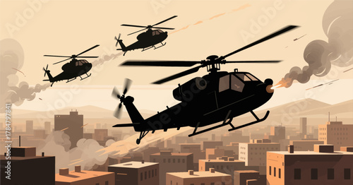 Helicopters Engage in Urban Combat Firefighting Mission