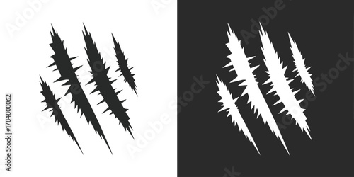 Black and White Claw Marks or Scratches Icon Set animal predator