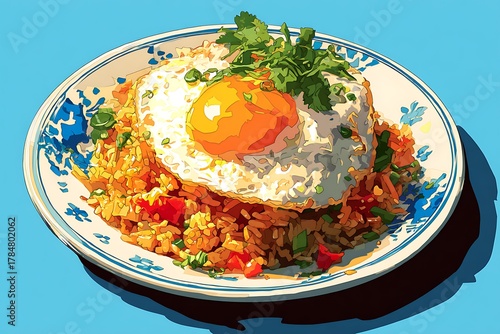 pop art style fried rice