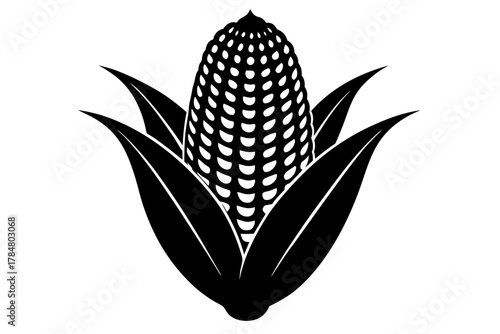Corn silhouette icon, Corn black symbol white background
