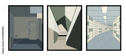 Isolated parking area surrounded by pale mist