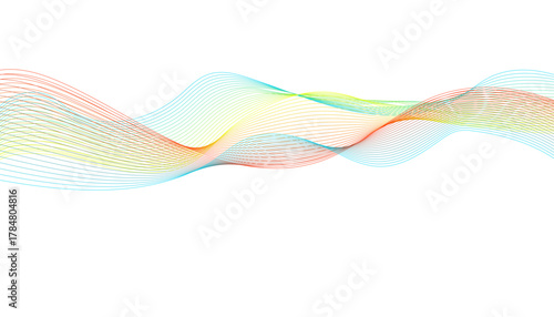 Flowing, colorful gradient mesh vector illustration. Modern, ethereal sine wave element for design projects.