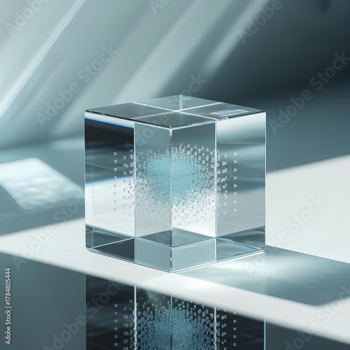 Wallpaper Mural Futuristic Glass Cube With Floating Digital Particles in Minimal Light Torontodigital.ca