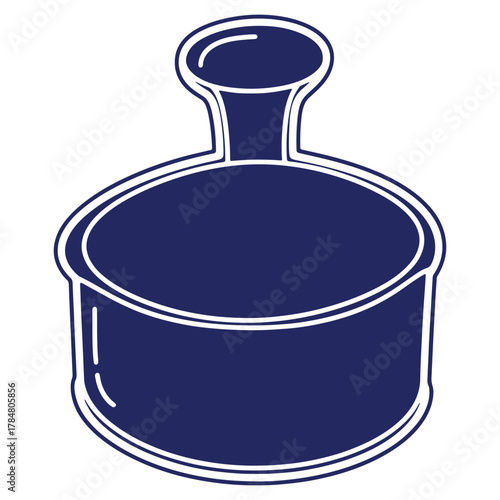 Isolated navy blue glass container with stopper for cosmetics or medicine illustration on white background