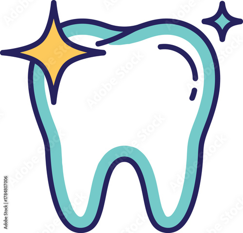 Sparkling Clean Tooth Icon Representing Oral Hygiene and Dental Health.