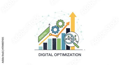 Boost your digital presence with effective optimization strategies for business growth, visualizing upward trends and improved performance with this graphic