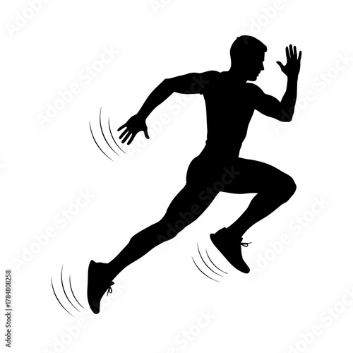 Silhouette of a runner sprinting with motion blur