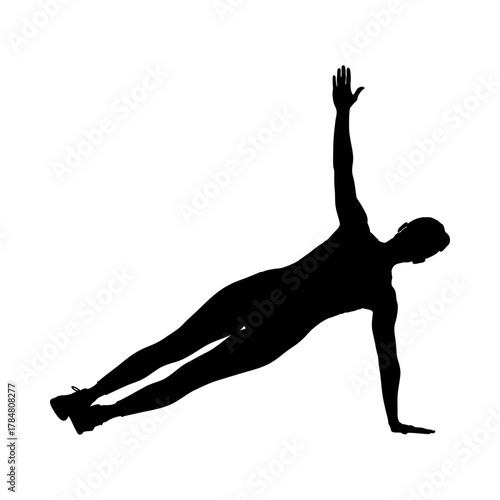 Silhouette of a woman doing a side plank