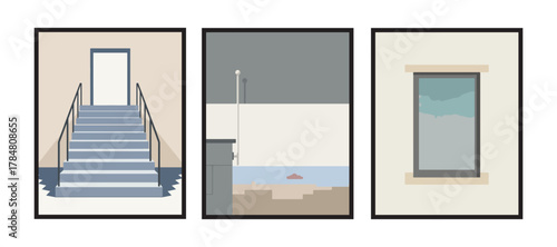 Faint reflections across a vacant concrete parking structure