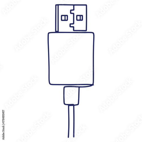 Simple Illustration of USB Connector for Data Transfer and Device Connection a Universal Serial Bus Connection for Computer Peripherals