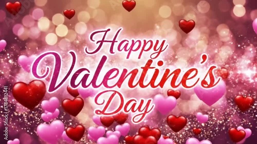 Elegant Happy Valentine’s Day Text Animation with Floating Hearts