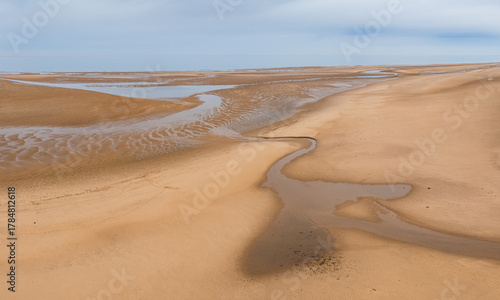 Aerial panorama of Burnham Overy Staithe beach