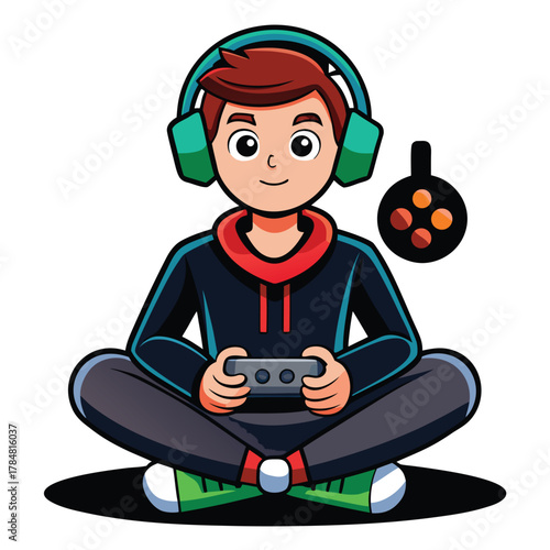 A gamer sitting with a controller