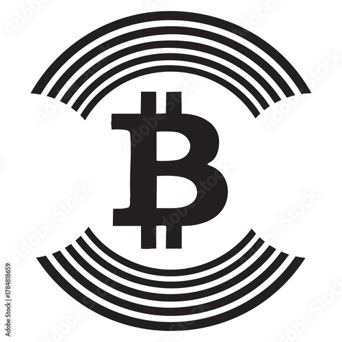 Blockchain bitcoin sign simple vector art design