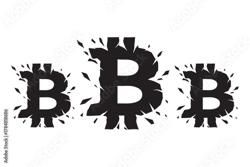Blockchain bitcoin sign simple vector art design