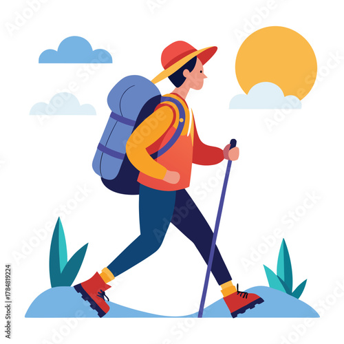 a person hiking with a backpack