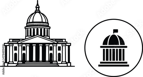 Capitol Building Outline Logo Vector Design