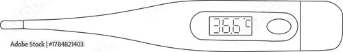 Thermometer with a normal temperature black line on a white background