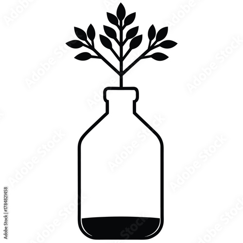 Plant growing inside a glass bottle/vial