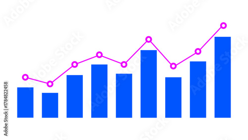 Fluctuated bar graph chart rising up concept indicates different stage of business growth. Graph analytics of stock market business growth, financial profit, economic growth. Vector illustration.