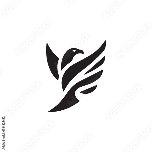 2d Logo of an eagle flying high on a white background