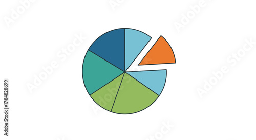 Vibrant pie chart showing business data analysis, a modern presentation for financial reports and marketing insights, originally a scalable vector design