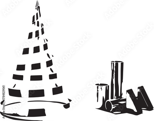 Minimalist Chrome Spiral Christmas Tree with Industrial Components