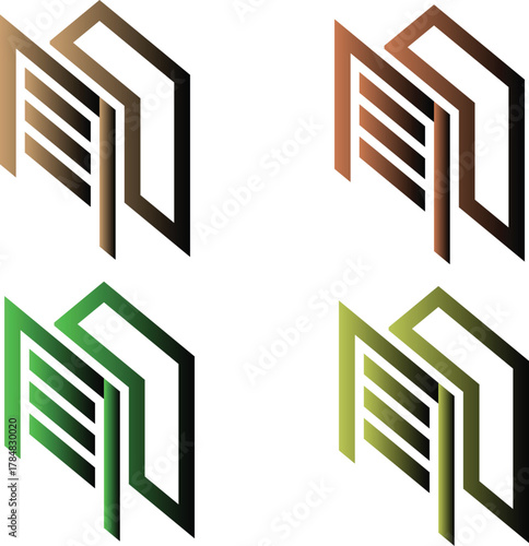 Angular Monogram Icons – Gradient Letterform Series