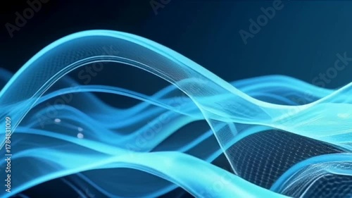 Ethereal Blue Energy Waves Flowing Abstract Background

