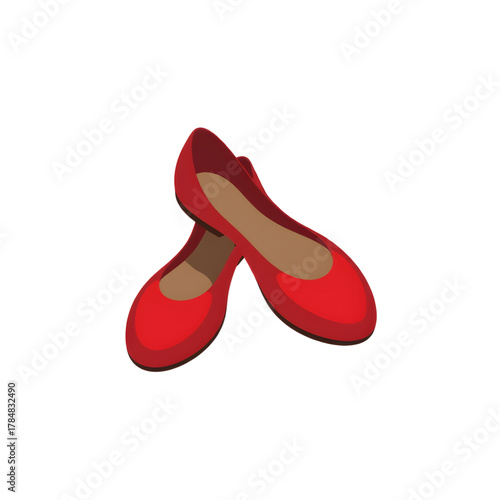 Red ballet flats shown from top view on white background  