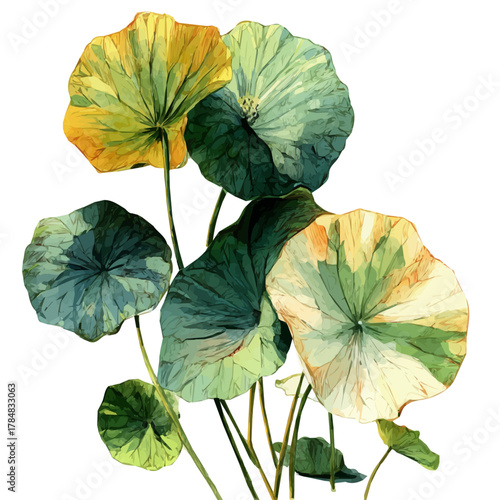 Leaves Vector illustration set, eps format, My Watercolor illustration, lotus leaves Set painting isolated on a white background, EPS painting design