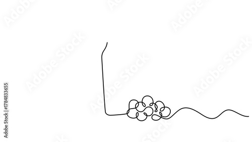 Animated self drawing of continuous line Bottle of wine with wineglass and grape bunch. Self-drawing of a bottle of wine and a groan of grapes. Wine list. Full length one line animation. 4K video