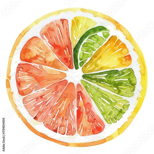 2D design Vector illustration, My Watercolor, hand-painted, simple, sliced guava painting illustration isolated on a white background, EPS format design. vector design
