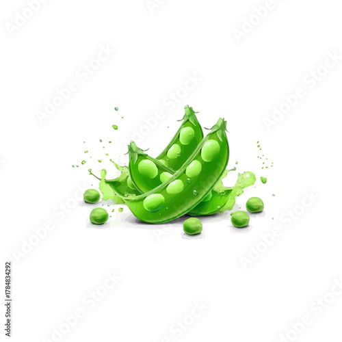 My Watercolor design, sliced snow pea paintings isolated on a white background, illustration, AI painting design, vector set, eps format design