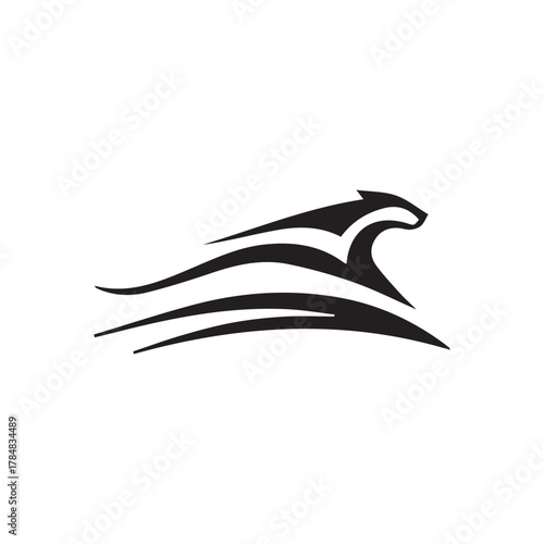 2d Logo of cheetah running fast on white background