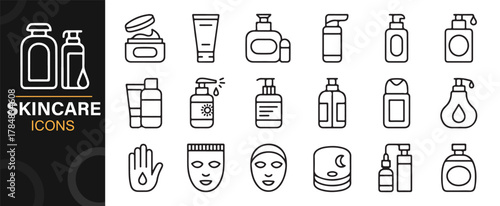 Spa and skincare essentials illustrated in minimal vector icons