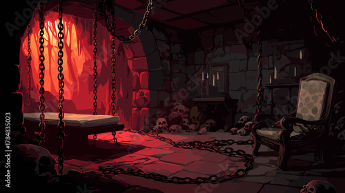 torture chamber vector illustration. Fantasy RPG Game Concept