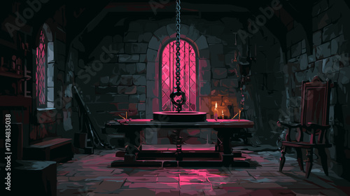 torture chamber vector illustration. Fantasy RPG Game Concept
