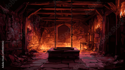 torture chamber vector illustration. Fantasy RPG Game Concept