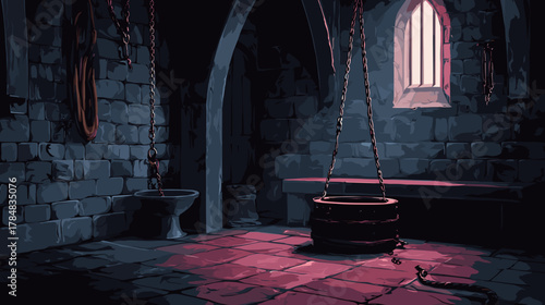 torture chamber vector illustration. Fantasy RPG Game Concept