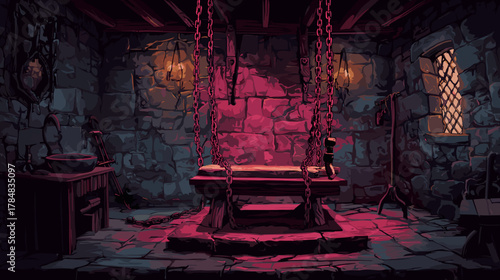 torture chamber vector illustration. Fantasy RPG Game Concept