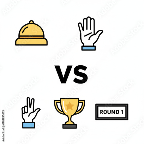Rock, Paper, Scissors Showdown A Fun Vector Illustration of the Classic Game